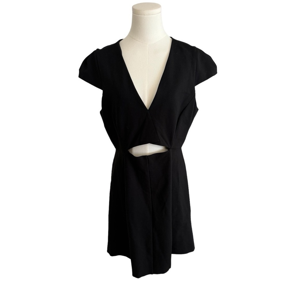 HALSTON HERITAGE Black Dress Cutout Capped Sleeves Mini sizeā 12 Wedding Party - Picture 4 of 10